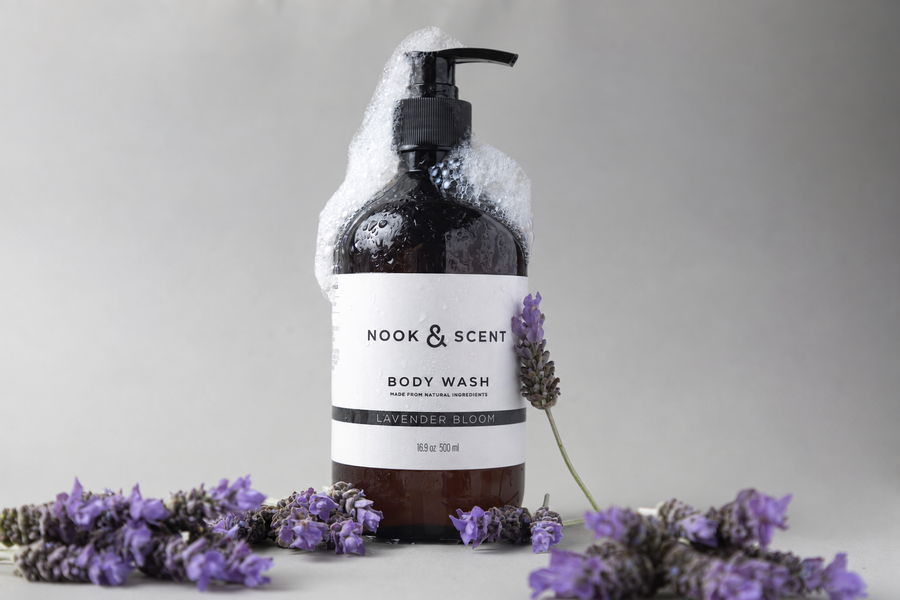 Body Wash Lavender Bloom en la ducha